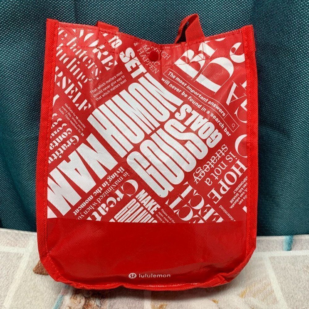 Lululemon Athletica Small Reusable Shopping Tote Red & White